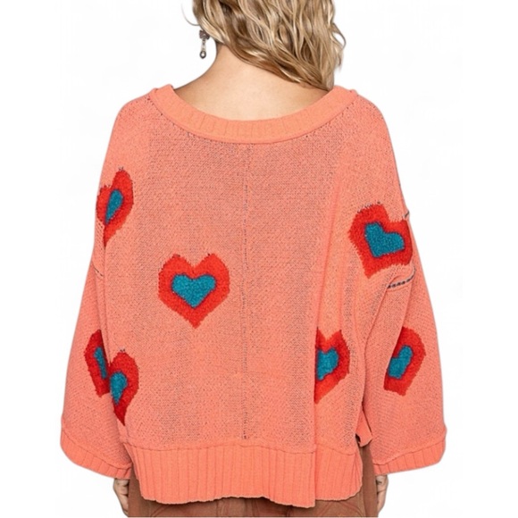 POL / Tangerine Heart Chenille Sweater / Boho Casual Tunic Sweater - Picture 3 of 3